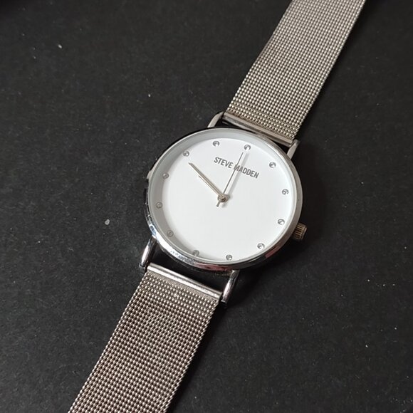 Silver Tone Steve Madden Watch With White Dial - Picture 12 of 14